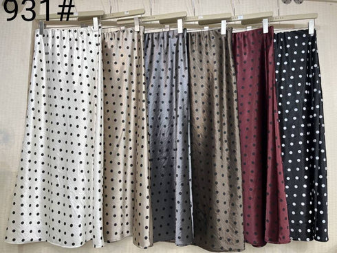 Polka Dot Print A-Line Satin Skirts